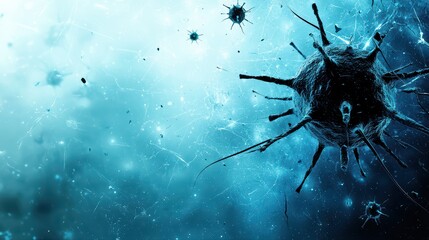 Poster - Abstract microorganism design with blue background