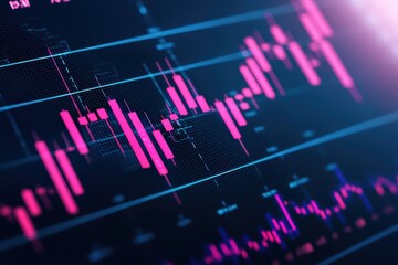 Poster - Colorful candlestick chart on digital interface