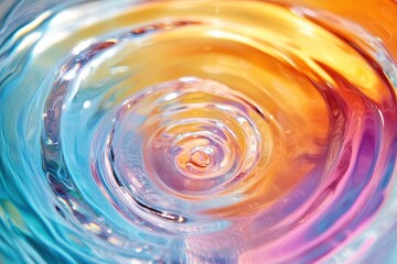Fototapete - Close-up of iridescent gasoline swirls on water showcasing vibrant neon colors and smooth gradient transitions with an abstract aesthetic
