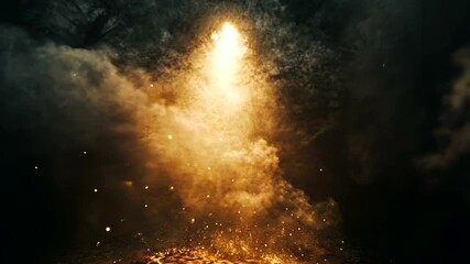 Wall Mural - a fine ray of light penetrated the misty forest, illuminating the land with a magical glow.