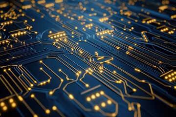 Poster - Abstract circuit board design with glowing lights