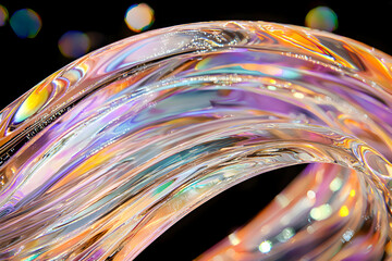 Poster - Iridescent Swirling Abstract Design with Glowing Lights