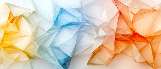 Fototapete - Abstract Geometric Background with Vibrant Orange Blue and Yellow Triangles