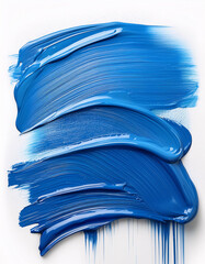 Poster - Thick strokes of vibrant blue paint create a textured, abstract pattern against a white background. Generative AI.