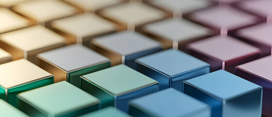 Fototapete - Abstract Geometric Pattern of Pastel Cubes