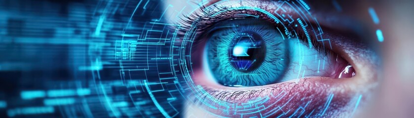 Poster - biometric sensor analyzing eye patterns for authentication and data interpretation