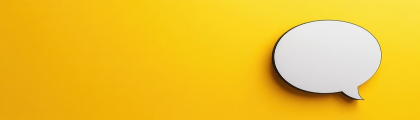 Poster - Blank bubble talk or comment sign symbol on yellow background 3d render