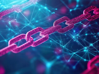 Aufkleber - Block chain concept  Chain of network connections  3d rendering