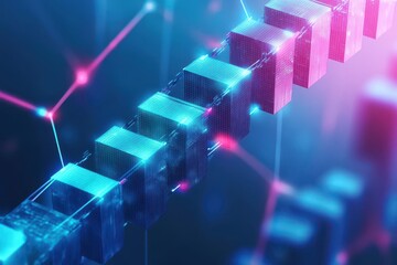 Aufkleber - Blockchain Compliance Network Bridging the Digital Divide, digital bridge constructed from blockchain blocks,