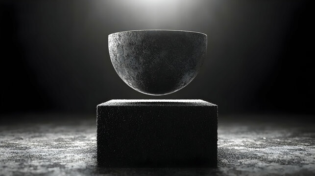 Abstract Monochrome Bowl and Cube Still Life