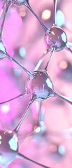 Fototapete - Abstract Network Nodes and Connections with Glowing Pink and Purple Lights