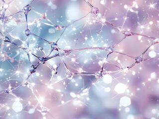 Fototapete - Abstract Neural Network: Glowing Pink Purple and Blue Connections