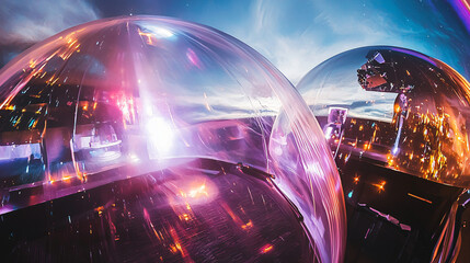 Poster - Reflective mirror ball surrounded by an ethereal atmosphere creating a high-key light environment perfect for artistic and creative imagery.