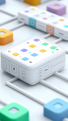 Fototapete - Abstract Pastel Colored Network System 3D Render