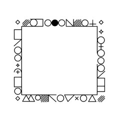 Poster - Geometric Frame Design: A meticulously crafted square frame, composed of a harmonious blend of geometric shapes. A minimalist design.