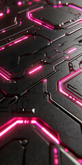 Fototapete - Abstract Pink Neon Circuit Board Texture