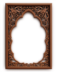 Poster - Wooden ornate frame with floral motifs presenting an empty space