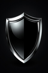 Aufkleber - Shiny black and silver shield protecting on dark background