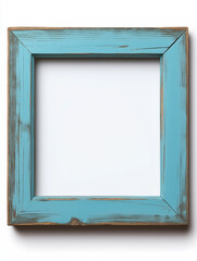 Poster - Distressed light blue wooden picture frame isolated on white background