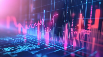 Leinwandbilder - E-commerce sales growth represented through colorful financial graphs and bar charts in a modern corporate environment