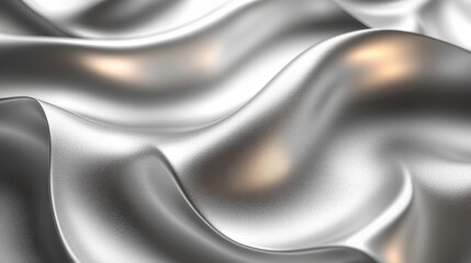 Poster - abstract silver metallic rippled floral pattern geometric curved background