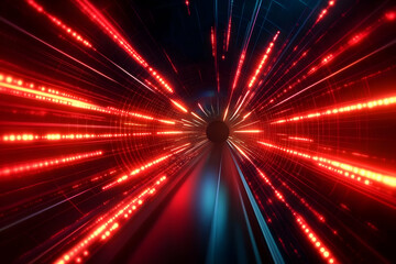 Poster - Dynamic light trails representing speed and motion, creating a futuristic tunnel effect with vibrant colors and energy.