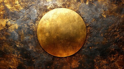 Poster - circular brushed golden color metal scratched brass texture background