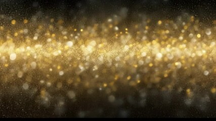 Poster - shimmering golden background with festive bokeh lights and sparkling textures creates magical atmosp