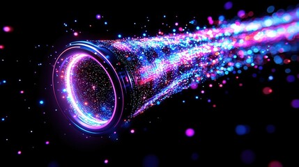 Poster - Camera lens emitting bright light in an artistic display of photography and creative imagery