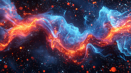 Poster - captivating nebula displaying a stunning red and blue swirl of ethereal colors in a dreamlike space 
