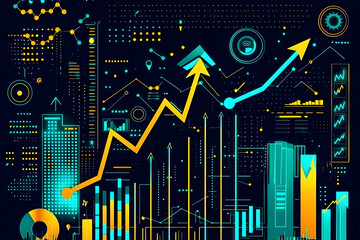 Poster - Cityscape Growth Upward Trending Graph