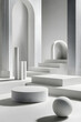 White Geometric Architecture Minimalist 3D Render