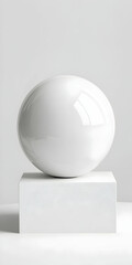 Poster - White Glossy Sphere on a White Textured Cube