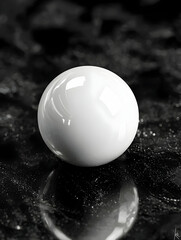 Poster - White Glossy Sphere on Dark Reflective Surface