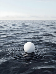 Poster - White Sphere Floating on Dark Water
