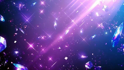 Poster - Colorful Neon Cartoon Background with Sparkling Gems and Lights for Creative Projects and Designs in High Resolution