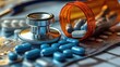 © Hvkk - prescription drugs stethoscope and medical record concept image of medication