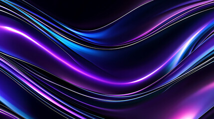 Poster - Dynamic waves of purple and blue light abstract digital art vibrant colors studio setting close-up view modern aesthetics