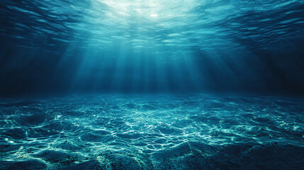 Poster - Sunlight filtering through ocean waters creating a soft ambient glow and illuminating the depths of the underwater world in a stunning scene.