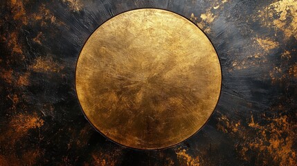 Poster - shiny circular brushed yellow brass texture scratched gold metal abstract metallic background banner