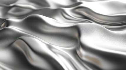 Poster - silver metallic abstract rippled pattern background 3d render