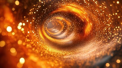 Poster - 3D tunnel adorned with luminous, shiny particles, forming a vivid pathway of dynamic colors and glimmers.