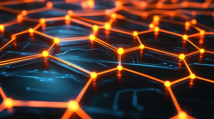 Poster - Tech-inspired abstract grid with glowing lines and digital connections forming a high-tech pattern.