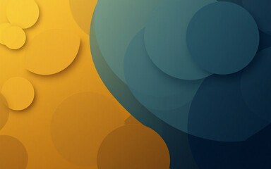 Poster - overlapping circles in yellow and blue hues create a modern abstract design. gradients add depth and