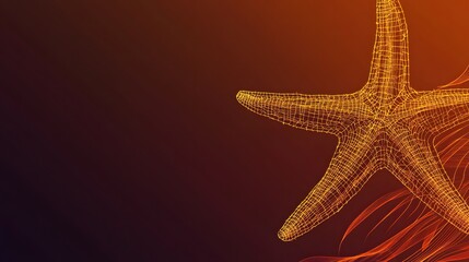 Poster - Artistic representation of a starfish in abstract minimalist style featuring a defined geometric outline and shapes