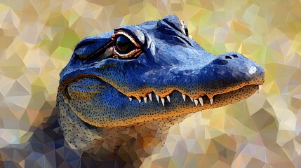 Poster - Realistic polygonal representation of a dinosaur head showcasing unique features and artistic design elements in illustration