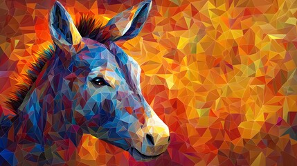 Poster - Majestic abstract polygonal horse head illustrating the beauty and strength of equine form in a geometric style