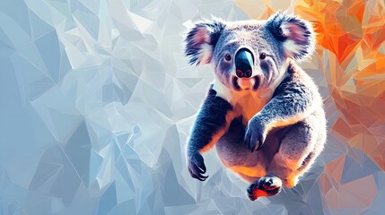 Poster - Adorable koala in a unique abstract polygonal style capturing the essence of this iconic australian marsupial