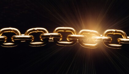 Poster - strong golden chain with interlocked links glowing under dramatic lighting symbolizing unity and str