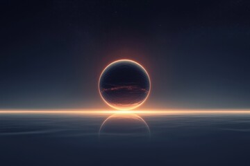 Poster - Celestial sunset outer space digital art cosmic environment wide view futuristic concept
